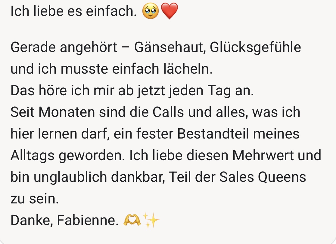 Salesqueens Erfahrung 6 aus der WhatsApp-Gruppe