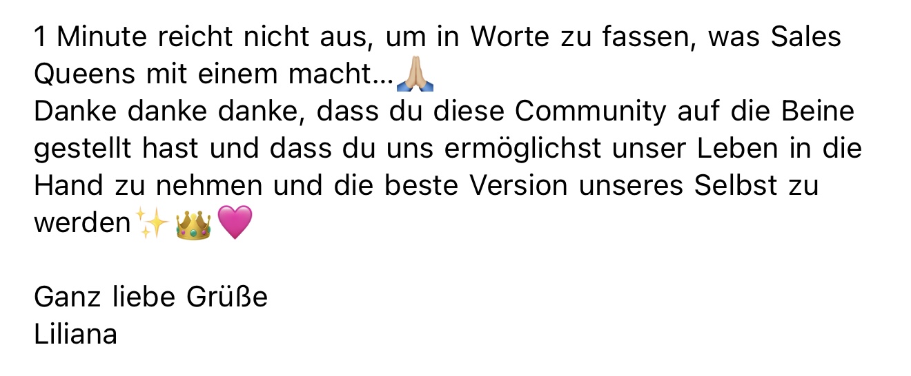Salesqueens Erfahrung 10 aus der WhatsApp-Gruppe
