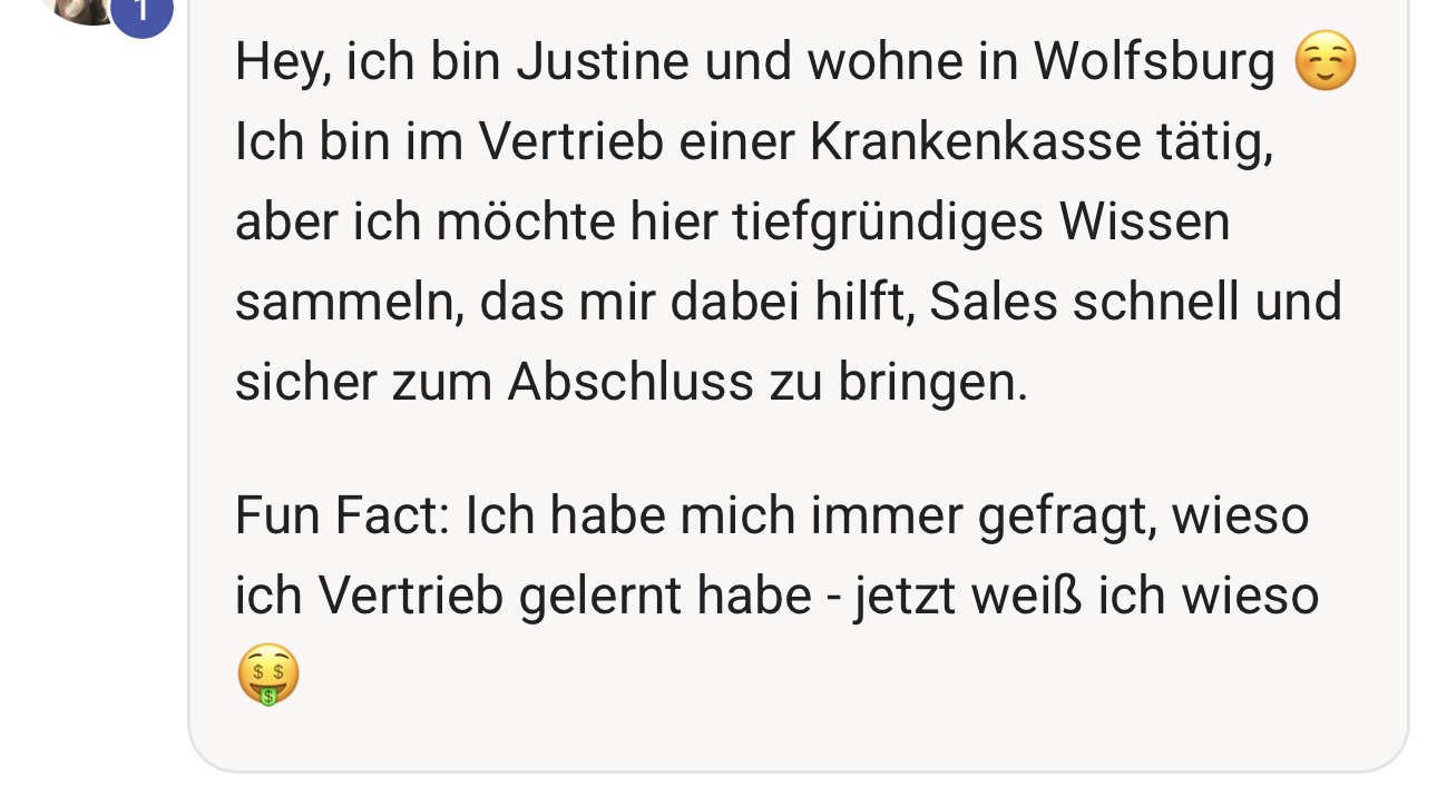 Salesqueens Erfahrung 27 aus der WhatsApp-Gruppe